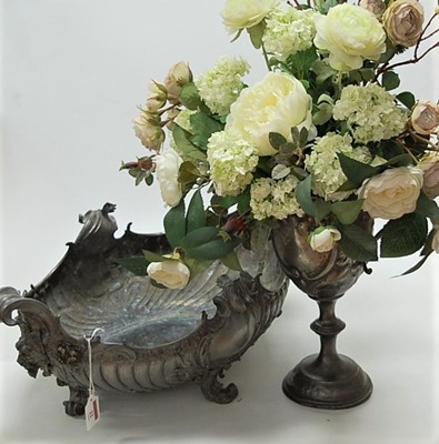 Lot 22 - A Rococo Revival silver plated boat shaped...