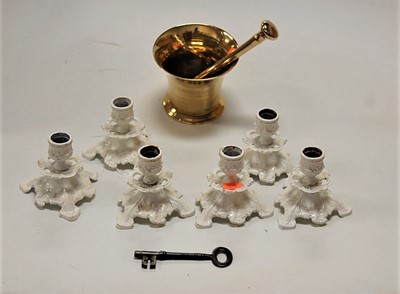 Lot 43 - A set of six Victorian style cast metal dwarf...