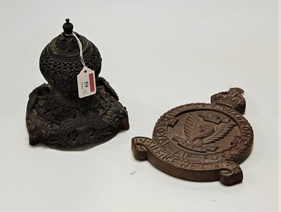 Lot 59 - An Indian blind carved hardwood plaque for the...