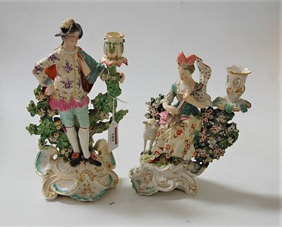Lot 189 - A pair of 18th century Derby porcelain figural...