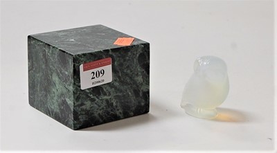 Lot 209 - A Lalique opalescent blue glass owl, signed...