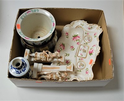 Lot 218 - Assorted chinaware, to include desk stand,...