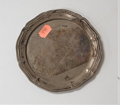 Lot 242 - A George V silver card waiter, with engraved...