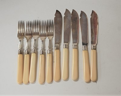 Lot 258 - A set of five late Victorian silver and ivory...