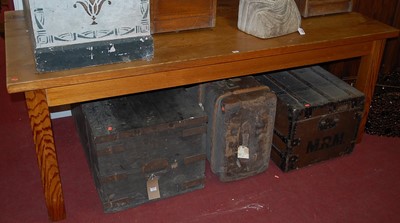 Lot 1194 - A large pine rectangular farmhouse kitchen...
