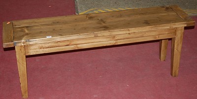 Lot 1203 - A contemporary rustic style stained pine long...