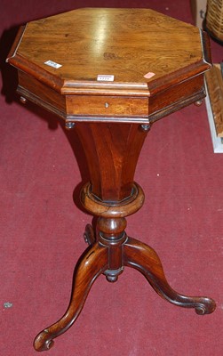 Lot 1224 - A Victorian rosewood octagonal hinge topped...