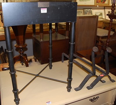 Lot 1252 - A black painted wood and iron single drawer...