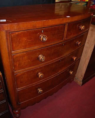Lot 1258 - A mid-Victorian mahogany bowfront chest, of...