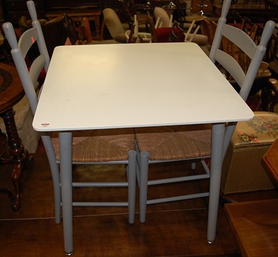 Lot 1269 - A contemporary white laminate topped and grey...
