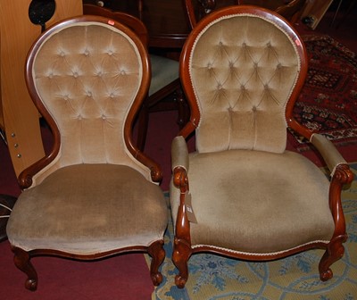 Lot 1309 - A pair of Victorian style stained walnut...