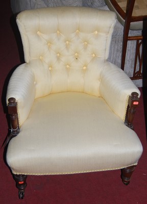 Lot 1330 - A Victorian mahogany and cream herringbone...