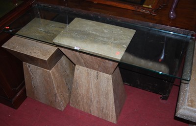 Lot 1353 - A contemporary heavy glass topped and...