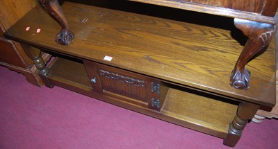 Lot 1370 - A contemporary Old Charm moulded oak two-tier...