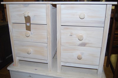 Lot 1383 - A pair of contemporary white-washed pine three...