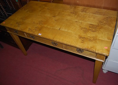 Lot 1386 - A contemporary burr elm three drawer side...