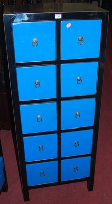 Lot 1389 - A contemporary Chinese painted narrow chest,...