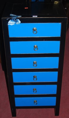 Lot 1390 - A contemporary Chinese painted narrow chest,...