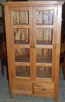 Lot 1407 - A contemporary light oak double door glazed...