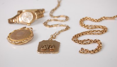 Lot 334 - A modern 9ct gold Masonic pendant, on 9ct neck...