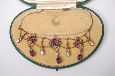 Lot 369 - A George V white metal, amethyst, seed pearl...