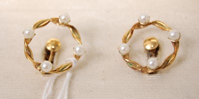 Lot 382 - A cased pair of gold plated and faux pearl set...