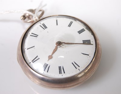 Lot 405 - A George III silver pair cased pocket watch,...