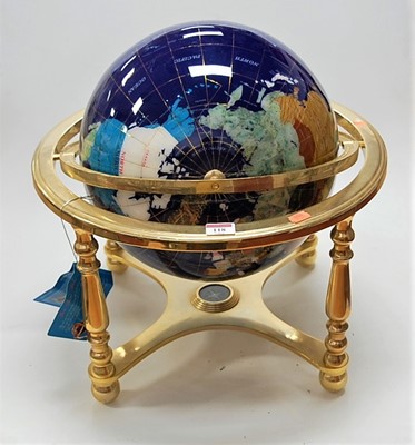 Lot 118 - A modern brass framed and hardstone inset...