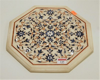Lot 145 - A white marble and pietra dura inlaid stand,...