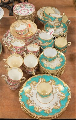 Lot 154 - A Victorian part tea service, on a turquoise...