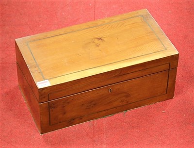 Lot 158 - A Victorian yew wood and brass inlaid writing...