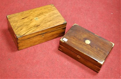 Lot 160 - A Victorian rosewood and brass bound writing...