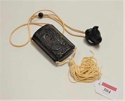 Lot 304 - A Japanese carved wooden two-section inro,...