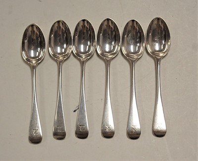 Lot 308 - A set of six Victorian silver teaspoons, in...