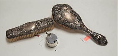 Lot 312 - An Art Nouveau silver backed hairbrush;...