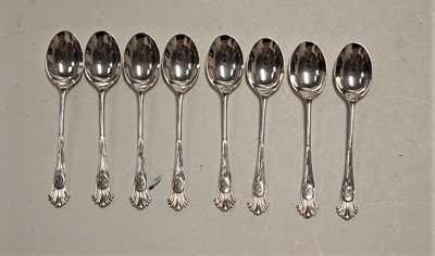 Lot 315 - A set of eight George V silver coffee spoons,...