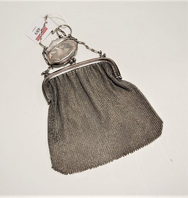 Lot 489 - A lady's silver meshlink purse; together with...