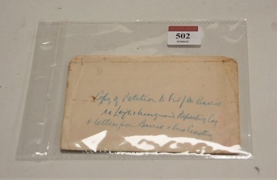 Lot 502 - A letter signed from J.M. Barrie, dated 1913,...