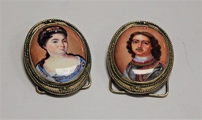 Lot 506 - A miniature painted porcelain plaque depicting...