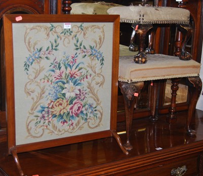 Lot 1146 - Two early 20th century mahogany and needlework...