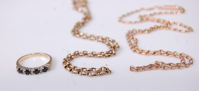 Lot 416 - Two 9ct gold belcher link neck chains, 6.6g;...
