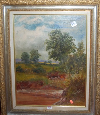 Lot 1021 - Edwards - Lone figure in a rural landscape,...