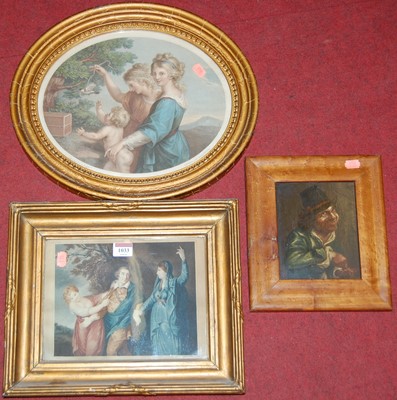 Lot 1033 - After David Teniers - Portrait study, oil, 16...