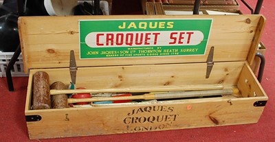 Lot 578 - A Jaques croquet set, in original stencilled...