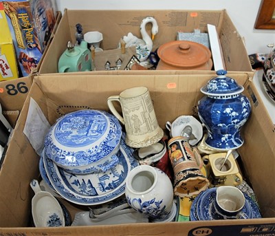 Lot 584 - Two boxes of miscellaneous china, to include...