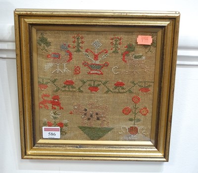 Lot 586 - An undated picture and verse sampler, probably...