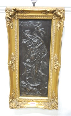 Lot 590 - A reproduction bronze plaque depicting goddess...