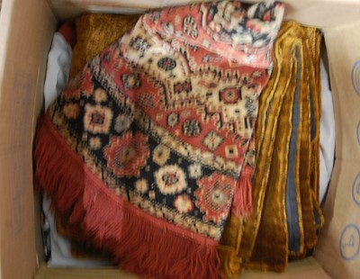 Lot 600 - A pair of curtains; together with a small...