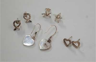 Lot 429 - Four pairs of Tiffany & Co 925 silver ear...