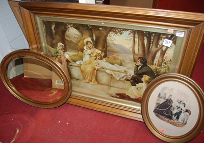 Lot 1086 - A gilt framed oval wall mirror, a French...